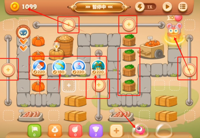 保卫萝卜3集市44关怎么达到关卡全清_最新保卫萝卜3集市第44关攻略图