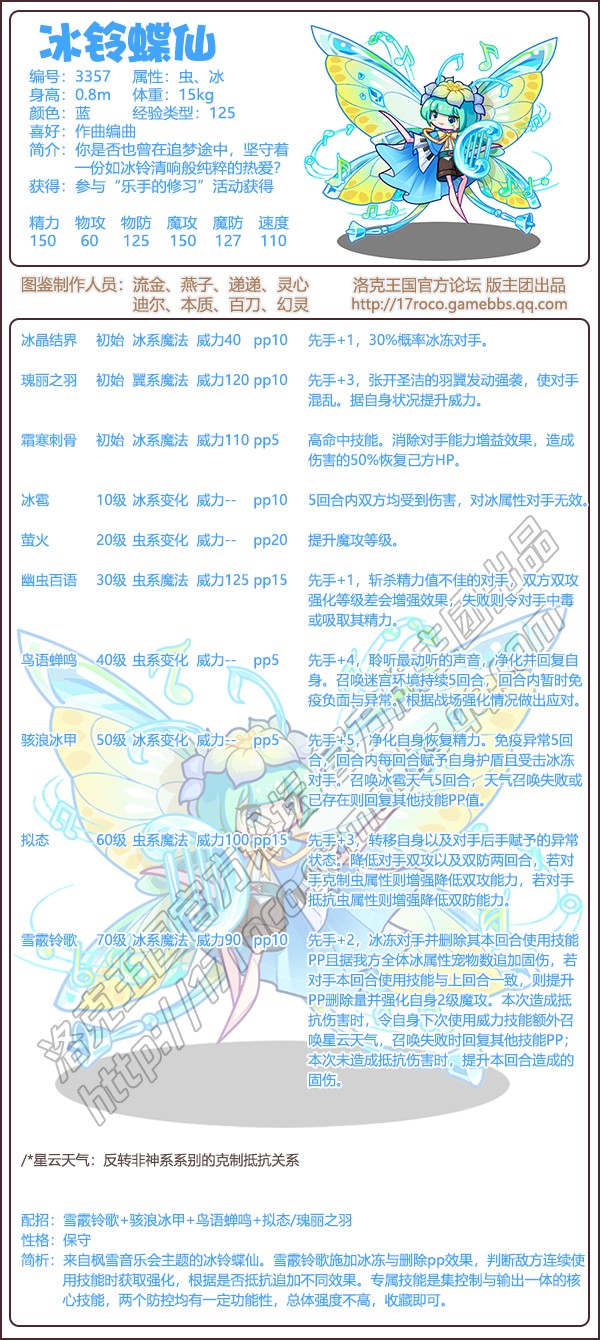 洛克王国冰铃蝶仙技能表1