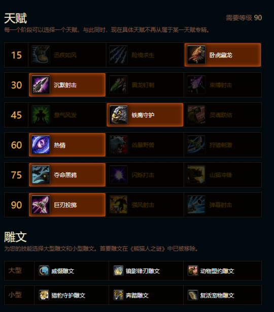 魔兽世界熊猫人之谜射击猎天赋雕文_魔兽世界熊猫人之谜猎人宠物