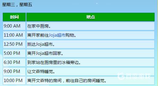 星露谷物语乔迪行程都有哪些?8